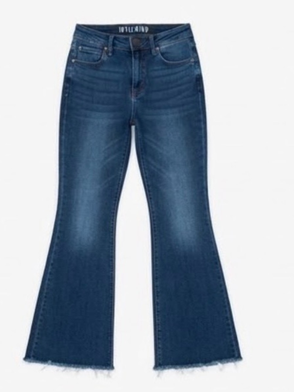 Idyllwind Mid Rise Raw Hem Flare Dark Wash Denim Jeans (Size 12)